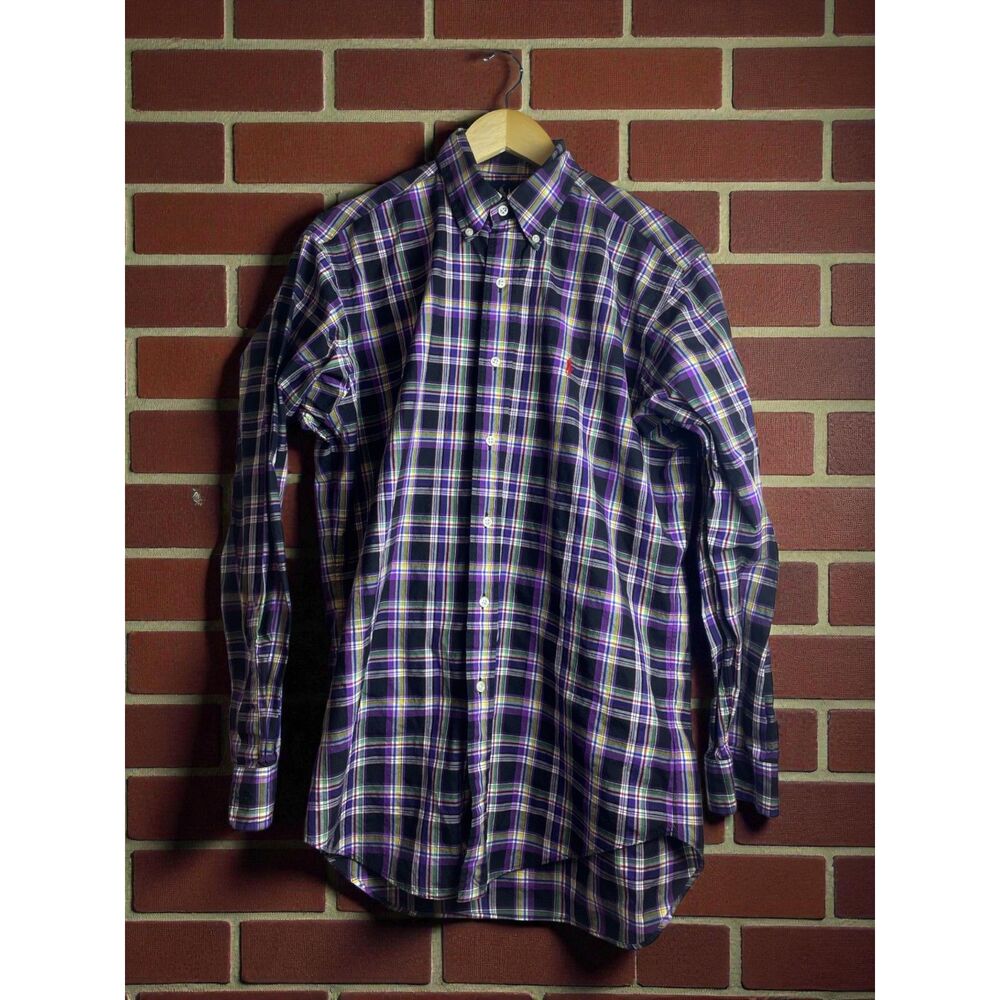 Ralph Lauren Classic Fit Plaid Button-Down Shirt – Purple Multi-Color – Size S